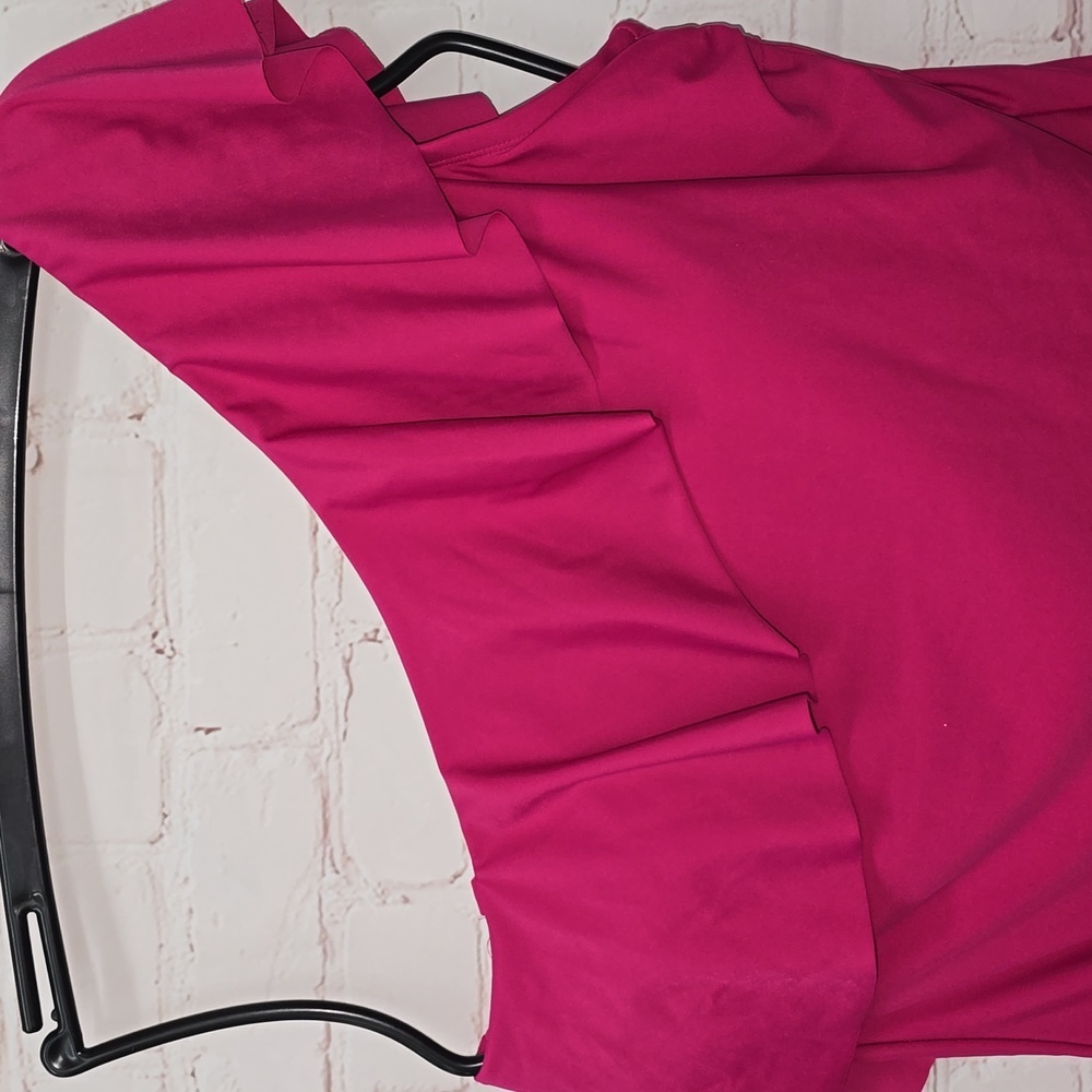 Kona Sol One Piece Swimsuit Ruffle One Shoulder Full Coverage Seat Hot Pink - Picture 5 of 15
